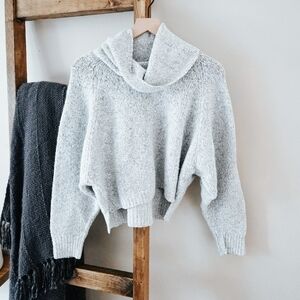 Sincerely Jules Light Grey Chunky Knit Cowl Neck Sweater (Size S)